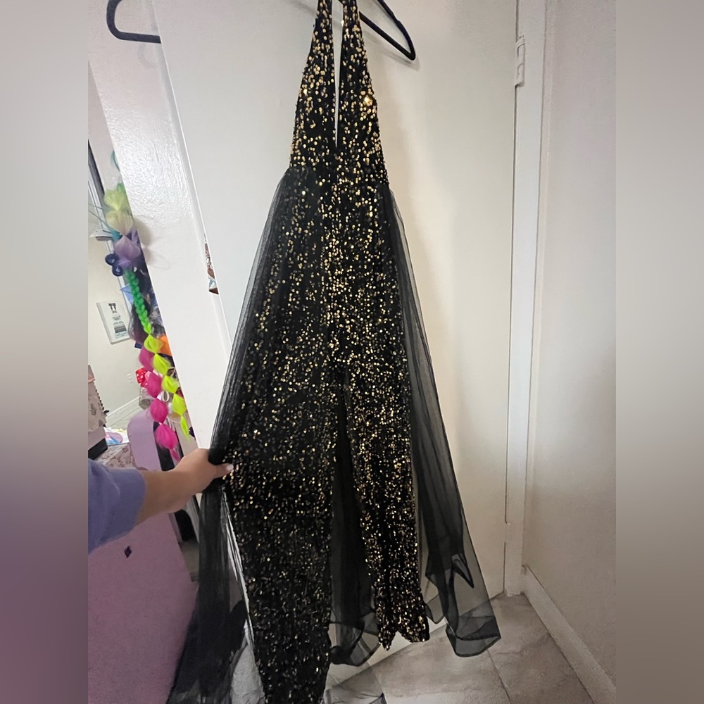 Faeriesty black and gold sequence romper